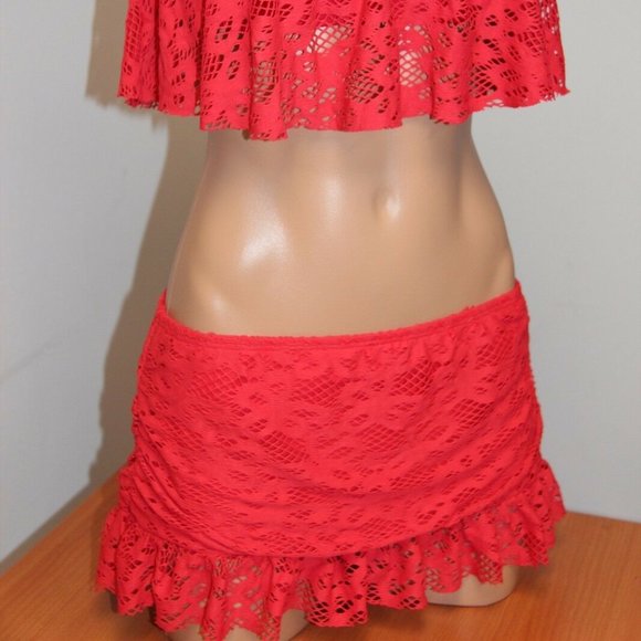 NWT Kenneth Cole Reaction Bikini Swim Skirt Bra Crochet LIP size S M L - Picture 4 of 7
